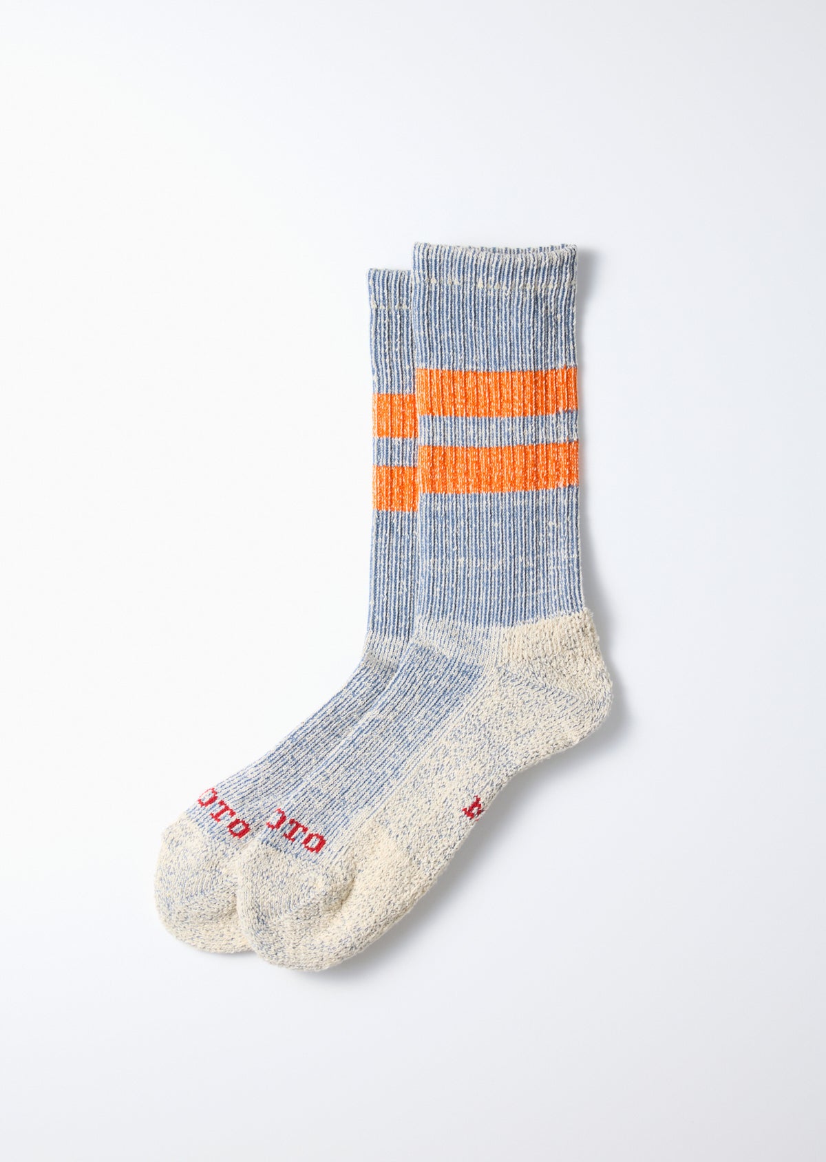 ROTOTO - Pile Stripe Sock - Blue/ Orange