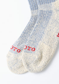 ROTOTO - Pile Stripe Sock - Blue/ Orange