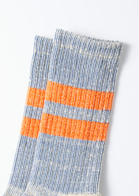 ROTOTO - Pile Stripe Sock - Blue/ Orange