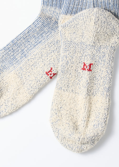 ROTOTO - Pile Stripe Sock - Blue/ Orange
