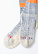ROTOTO - Pile Stripe Sock - Blue/ Orange
