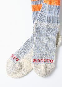 ROTOTO - Pile Stripe Sock - Blue/ Orange