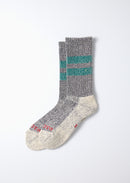 ROTOTO - Pile Stripe Sock - Green/ Beige