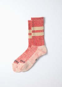 ROTOTO - Pile Stripe Sock - Red/ Beige