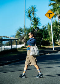 ROTOTO - Pile Stripe Sock - Green/ Beige