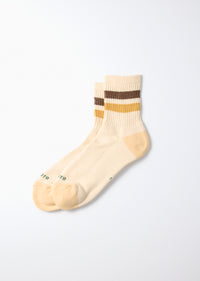 ROTOTO - Retro Athletic Sock - Brown/ Khaki