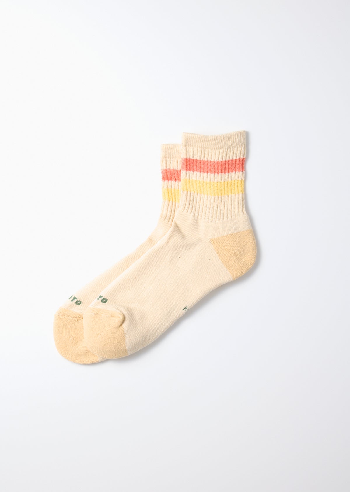 ROTOTO - Retro Athletic Sock - Coral/ Yellow