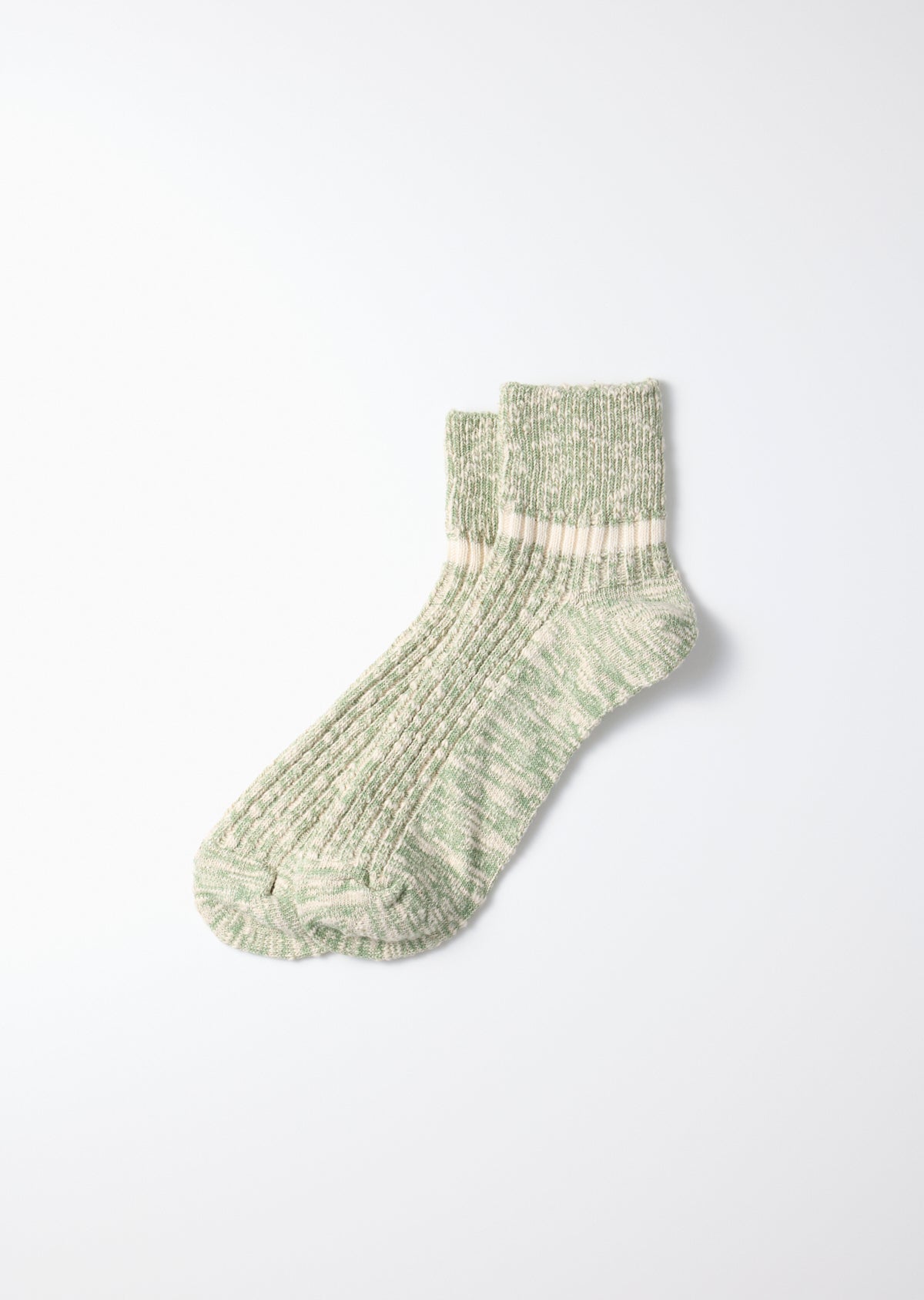 ROTOTO - Cotton Slub Stripe Sock - Green