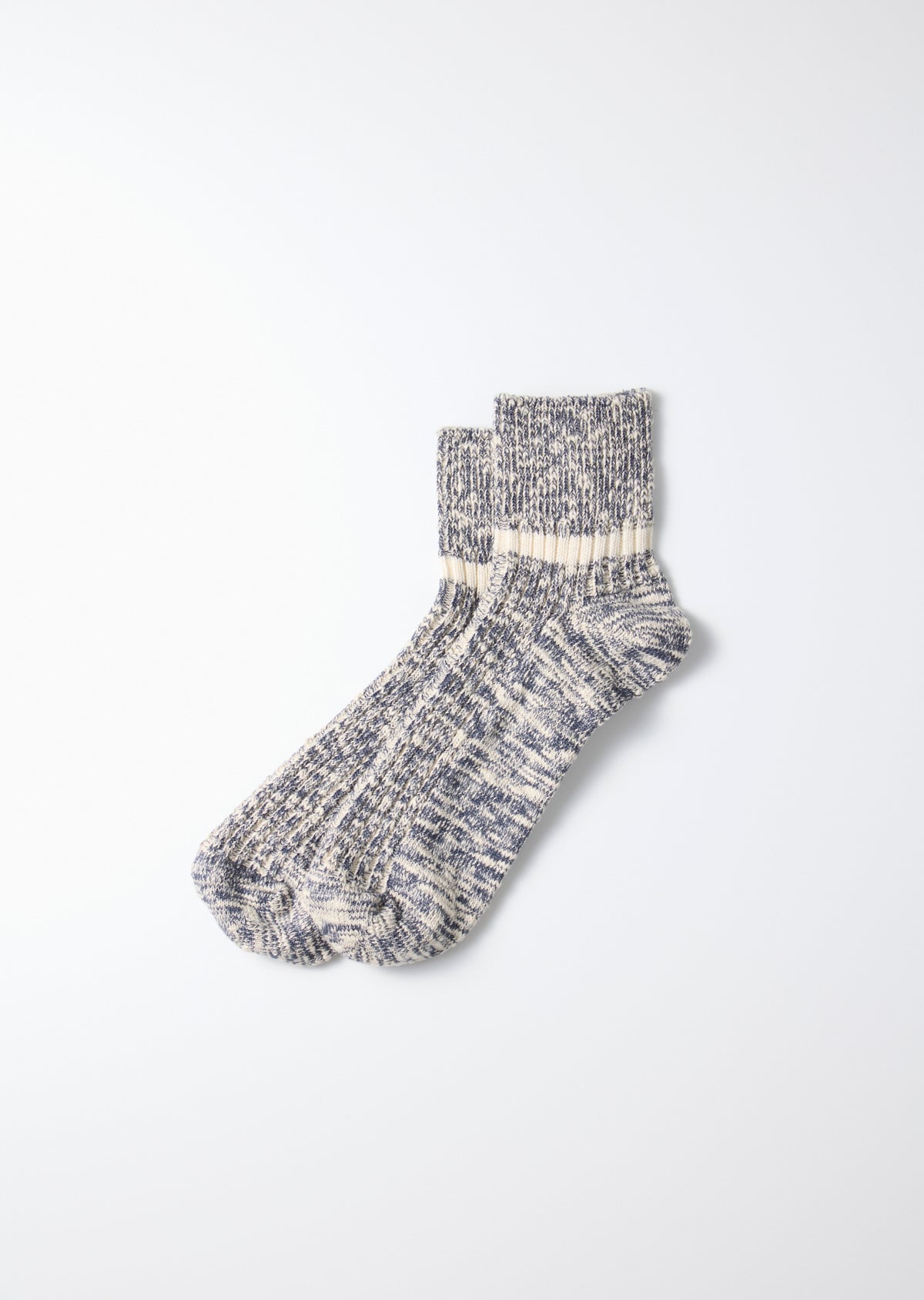 ROTOTO - Cotton Slub Stripe Sock - Navy
