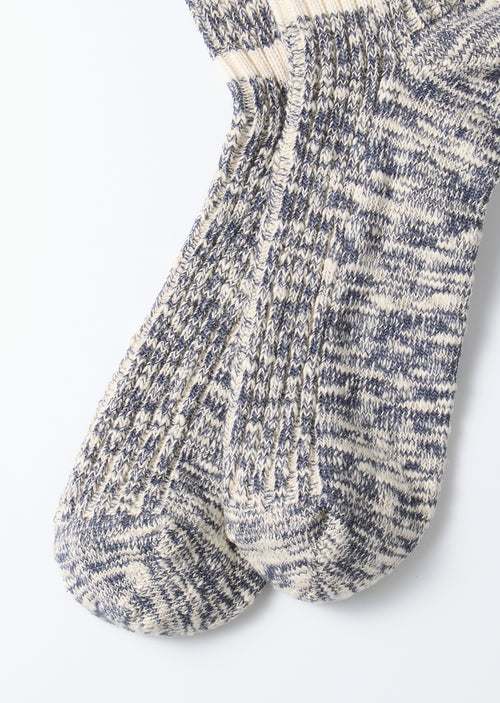 ROTOTO - Cotton Slub Stripe Sock - Navy
