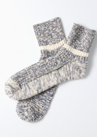 ROTOTO - Cotton Slub Stripe Sock - Navy
