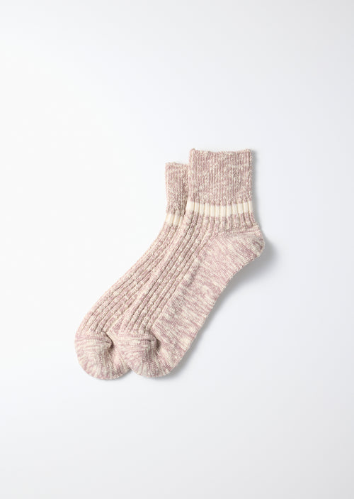 ROTOTO - Cotton Slub Stripe Sock - Smokey Purple