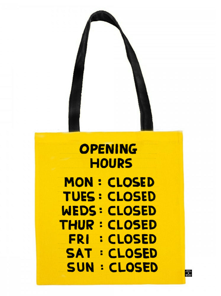 David Shrigley - 'Opening Hours' Tote Bag