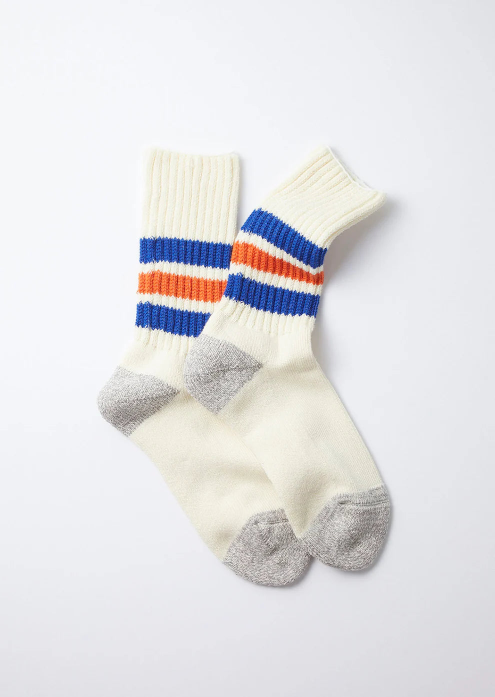 ROTOTO - Coarse Rib Sock - Blue/ Orange