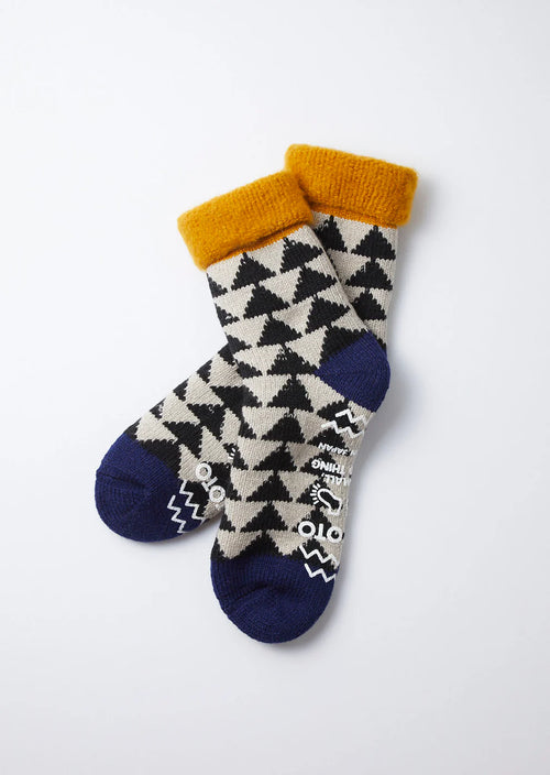 ROTOTO - Comfy Room 'Indoor Socks' - Gold/ Black/ Navy