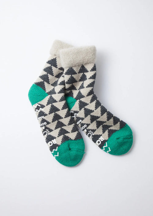ROTOTO - Comfy Room 'Indoor Socks' - Charcoal/ Green